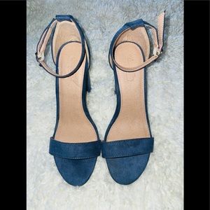 Charlotte Russe Blue Suede ankle strap Heels. 4" wrapped block heel. Size: 7
